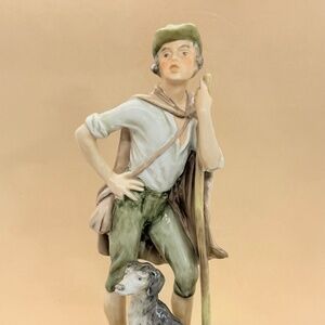 Alka Kunst Bavaria Vintage Rare Shepherd & Dog Porcelain Figurine 437 W Germany